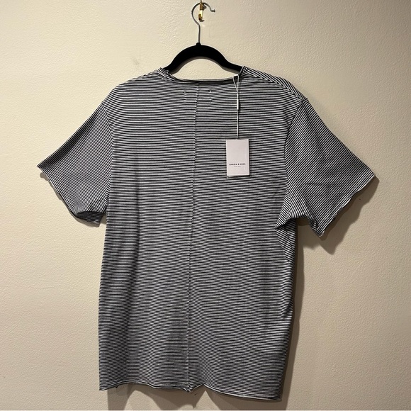 NWT Ovadia&Sons brand men's tee contrast stripe white black T-shirt, size medium - Picture 5 of 9